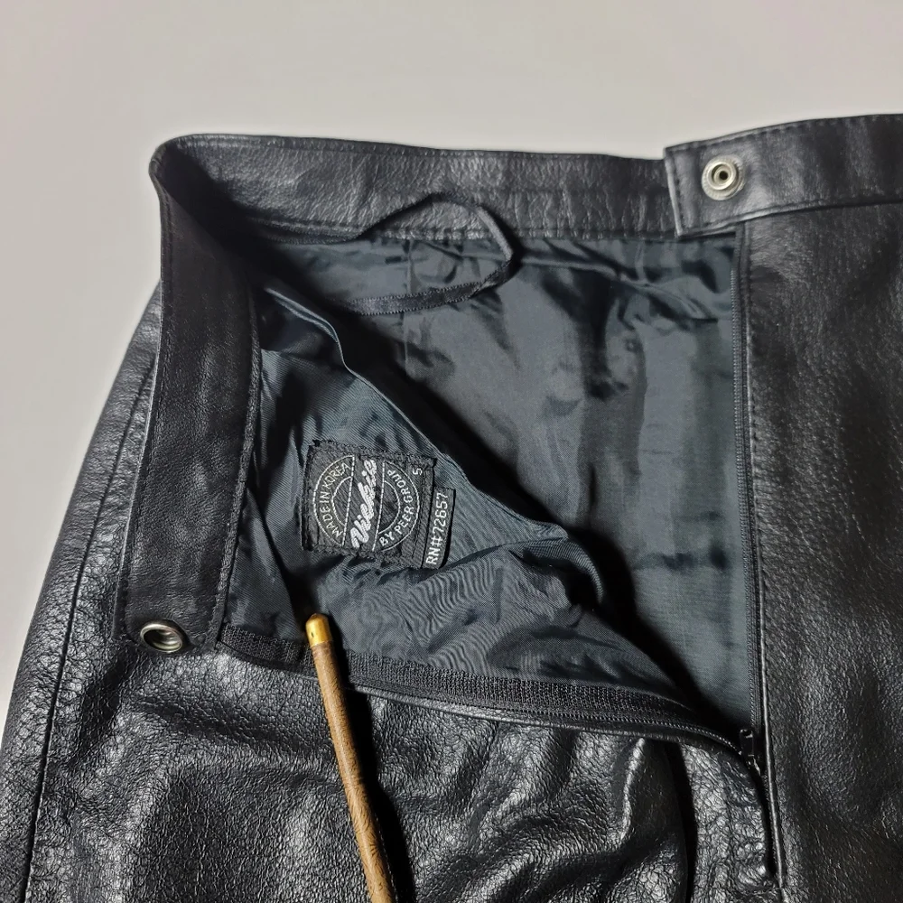 VTG Genuine Leather Mini Skirt, Size Small Biker Moto 90s Vintage - Picture 5 of 9